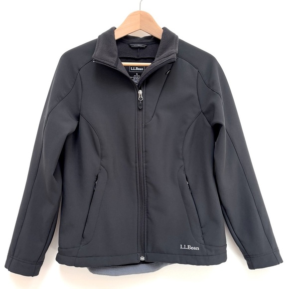 L.L. Bean Women's Fleece Lined Soft Shell Jacket Windbreaker Black Small - Picture 2 of 11